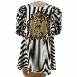 Blackfive Striped Net Sleeve Top Unique Punk Steampunk M Medium